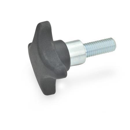 Otto Ganter Hand Knob Plastic Protruding Steel Bushing, GN 6335.4
